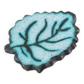 Enamelled ceramic leaf-shaped pocket emptier Signed ACCOLAY