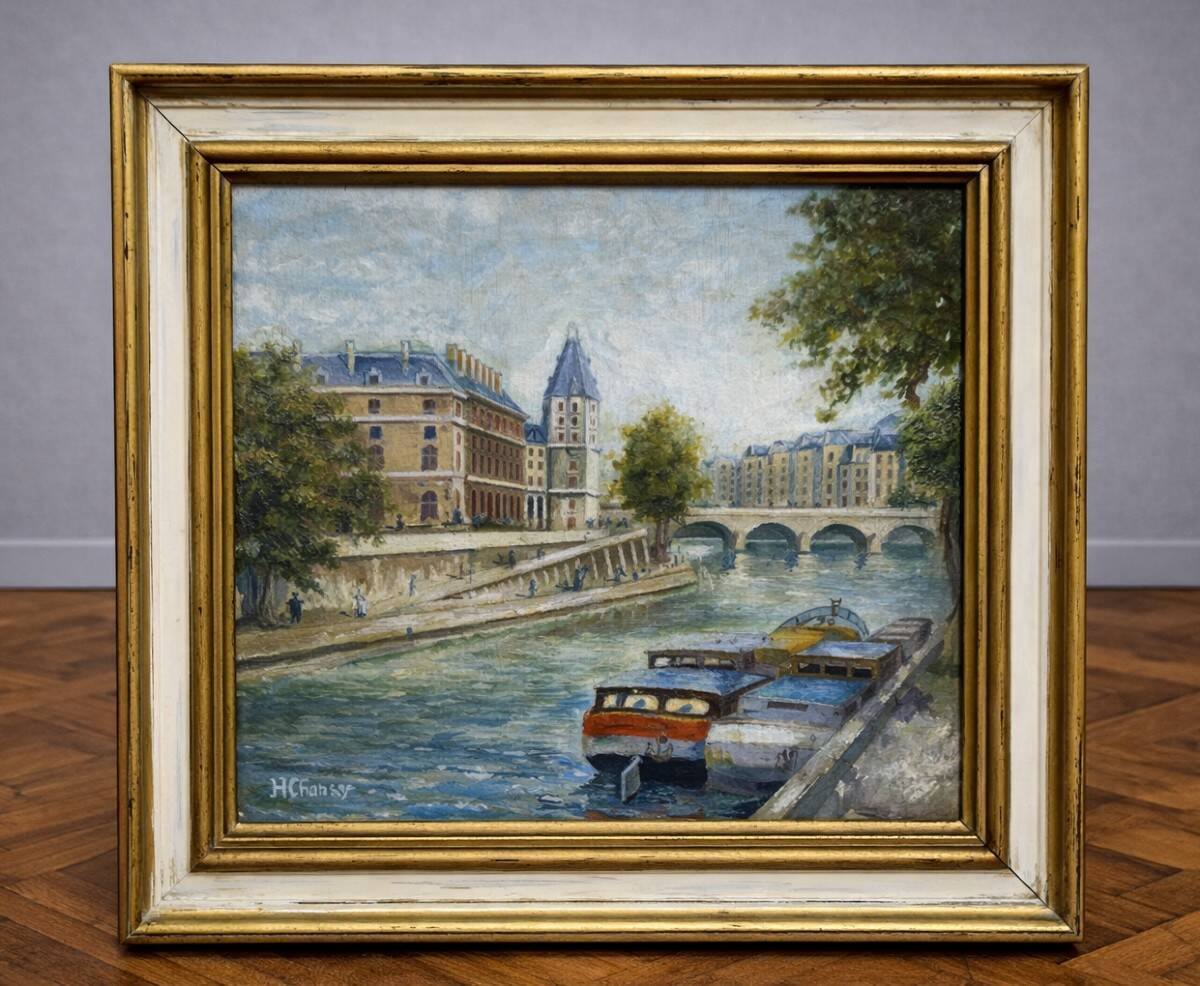 Huile sur panneau – Paris Quai des Grands-Augustins – signée H. Charby
