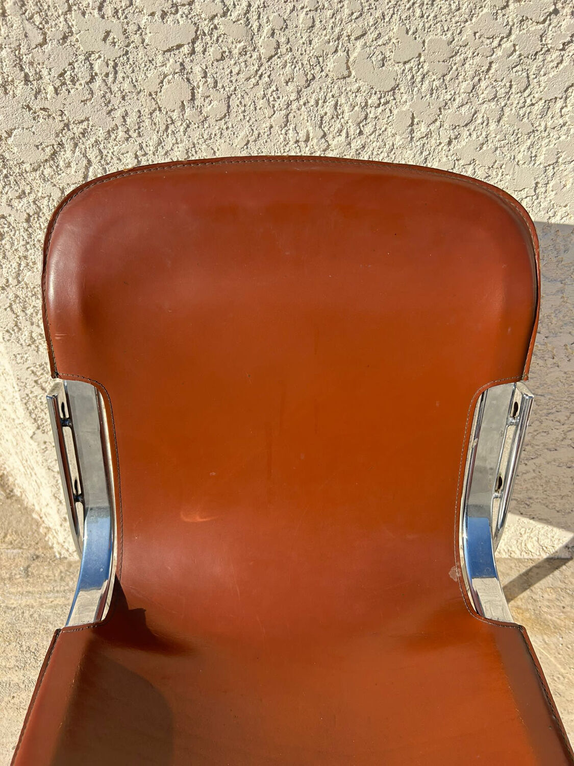 Pair of leather and chromed metal chairs year 70