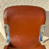 Paire de chaises cuir et métal chromé année 70