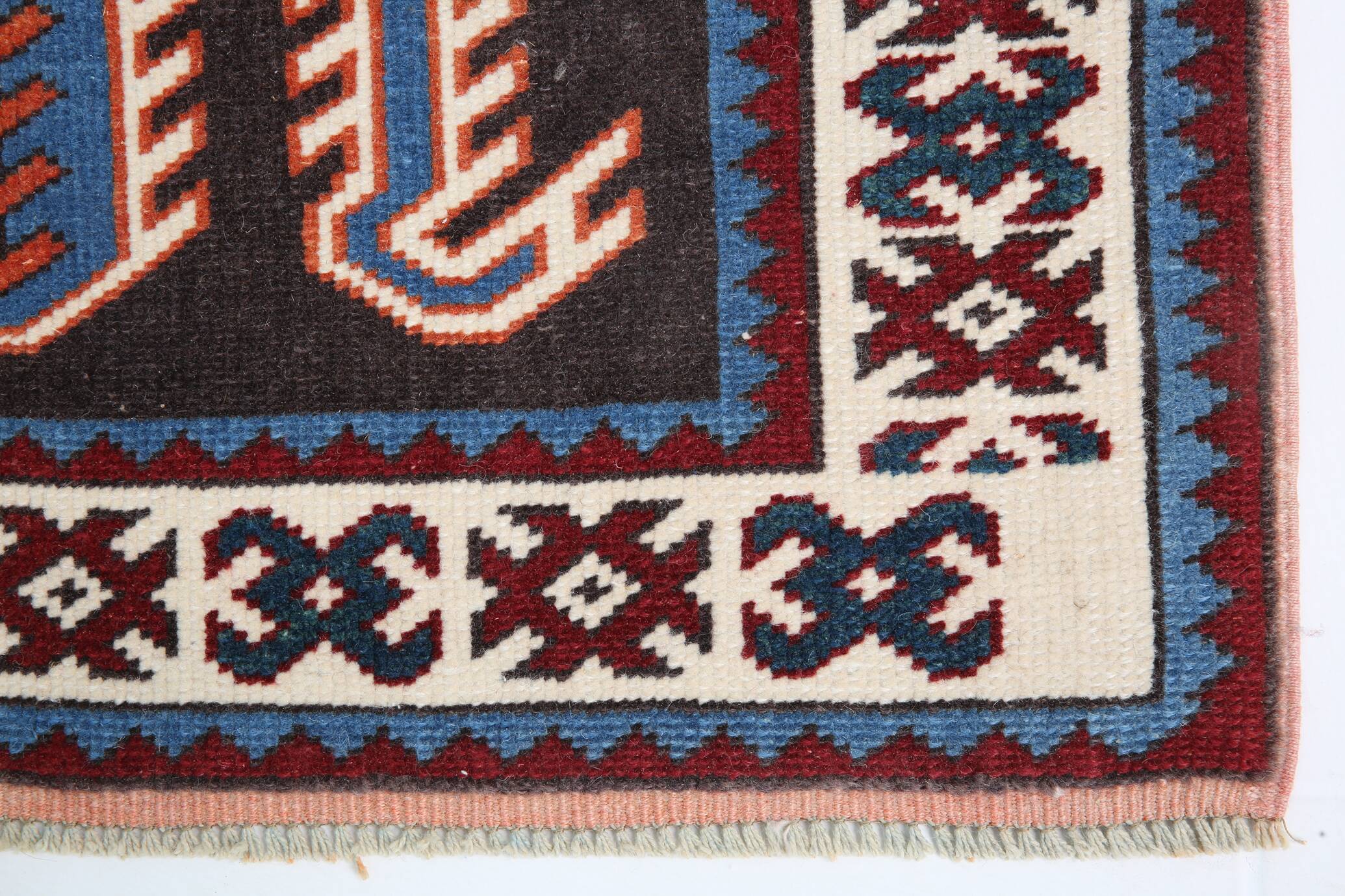 Pink & Blue Long Turkish Vintage Runner Rug, 80x398Cm