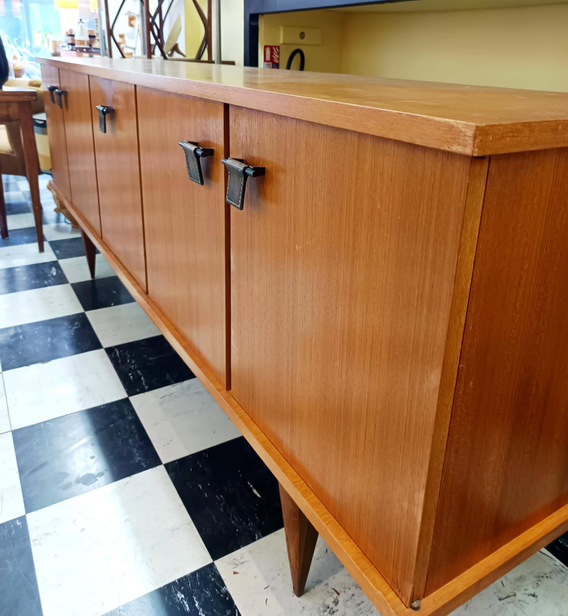 Teak and leather sideboard by Malora, 1955