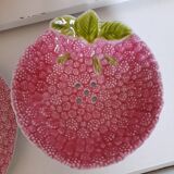 Egouttoir et grand plat barbotine motif framboise