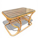 Vintage rattan coffee table – 1950s design
