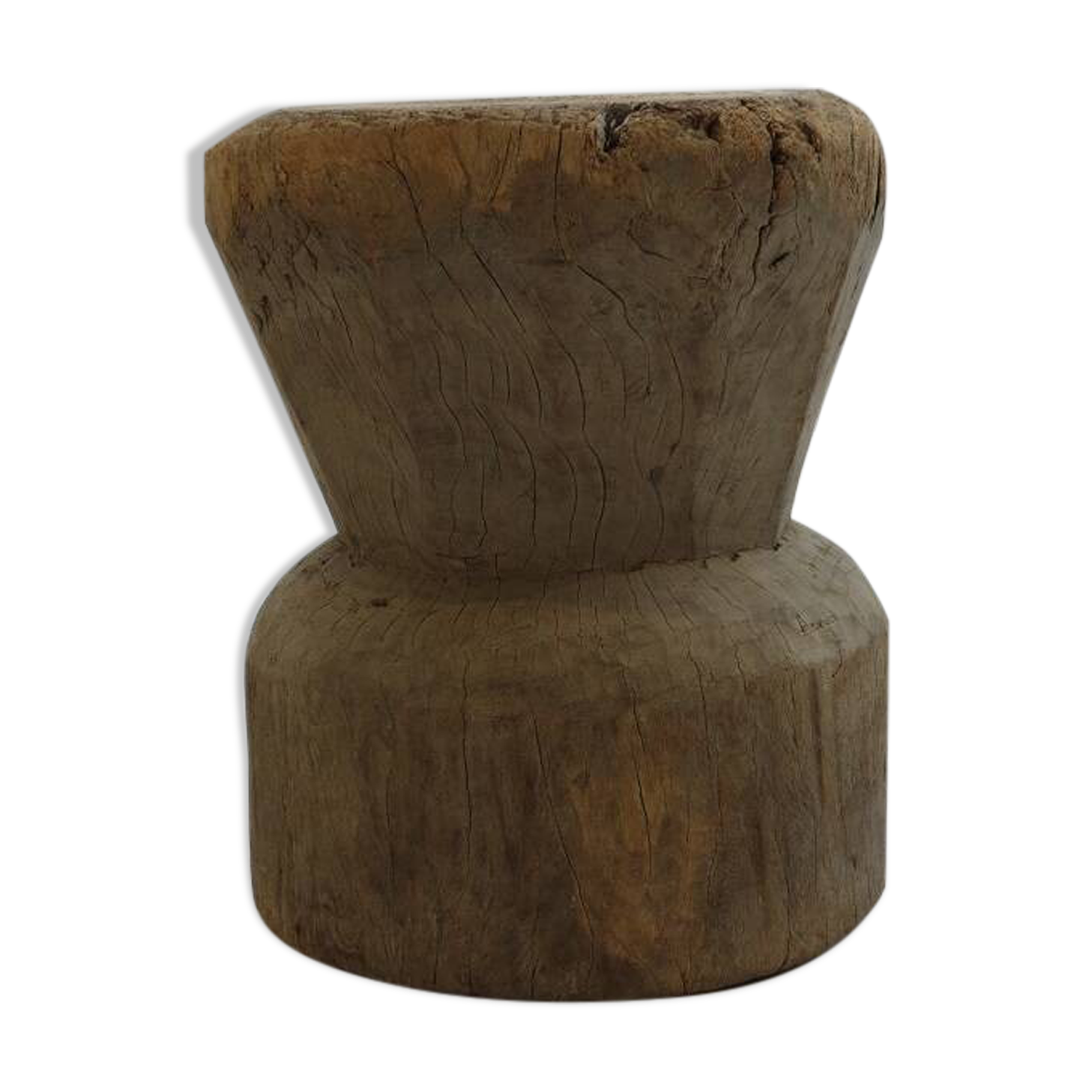 Antique Primitive Rustic African Mortar Stool Table