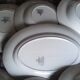 Lot 6 hollow plates and 1 oval dish Digoin Sarreguemines