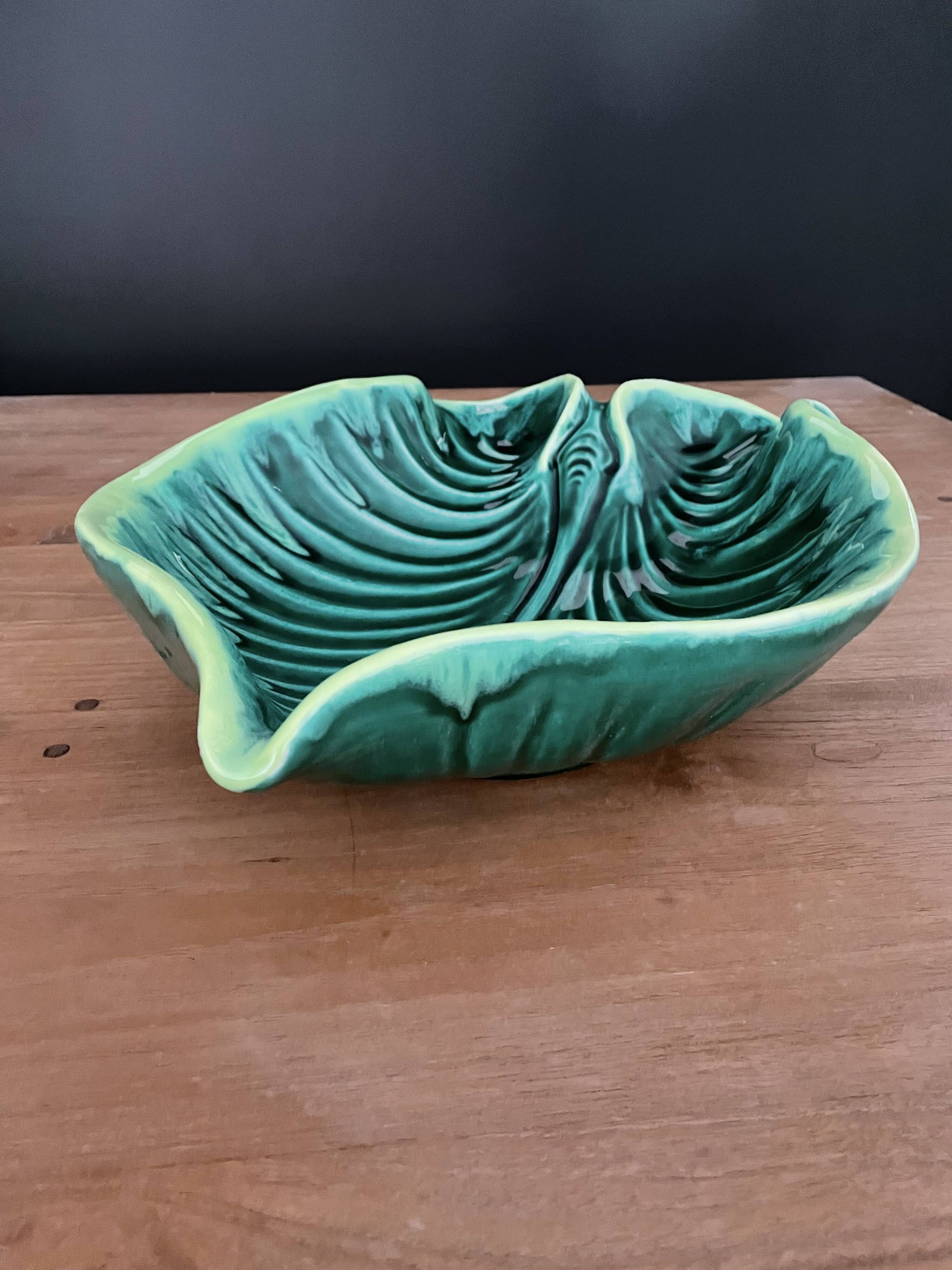 Fruit cup green leaf vallauris signed a.ferlay