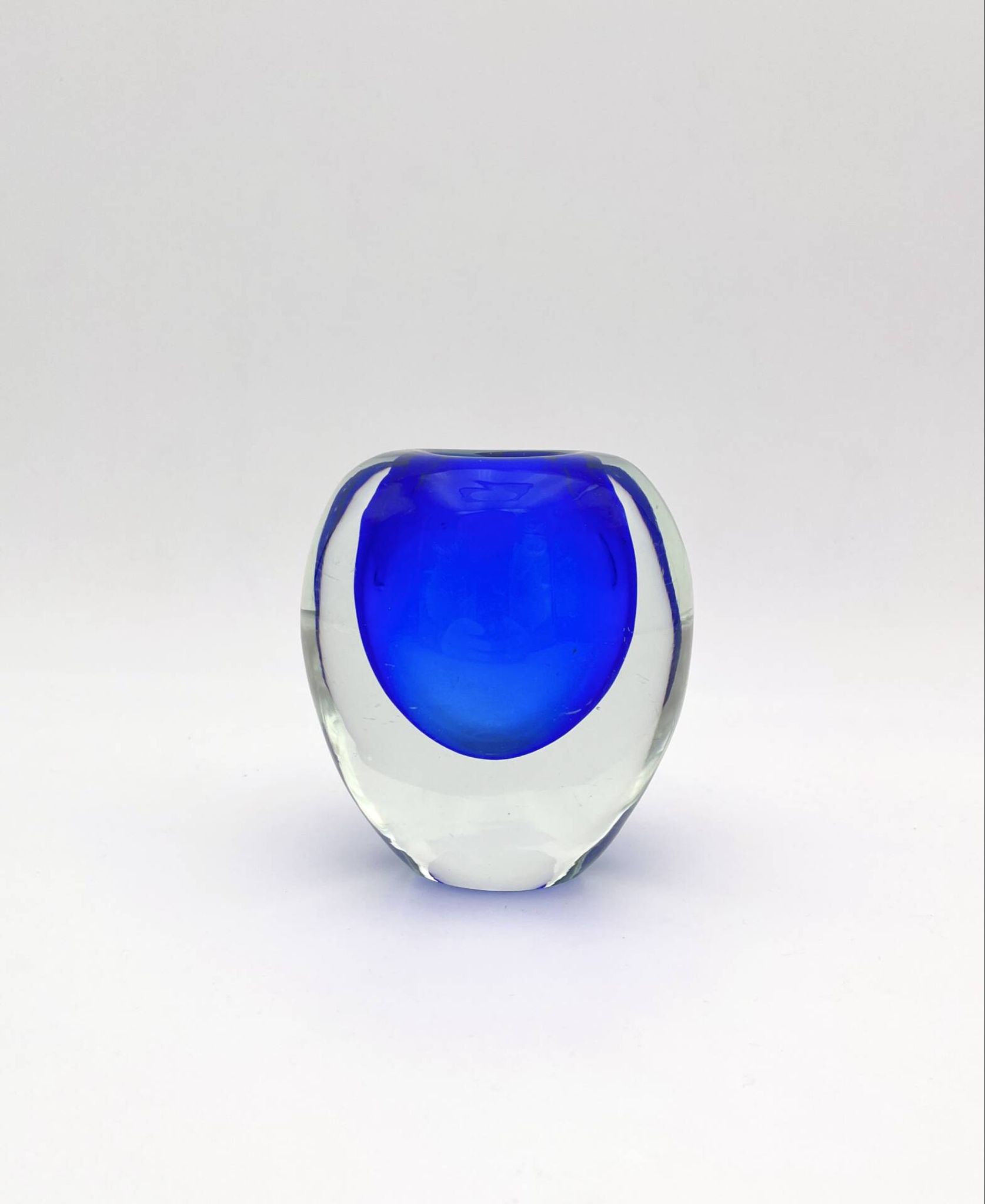 Murano Sommerso Cobalt Blue Vase 11cm 1kg Vintage Art Glass Design 60s
