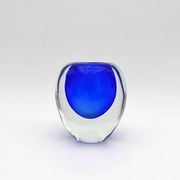 Murano Sommerso Cobalt Blue Vase 11cm 1kg Vintage Art Glass Design 60s
