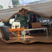 Large golden mirror in vintage Louis XV rocaille style, 144 cm