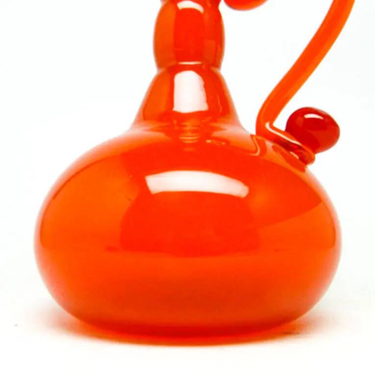 Vase, modernist, orange glass, designed by B. Świstacka, Poland, 1970s