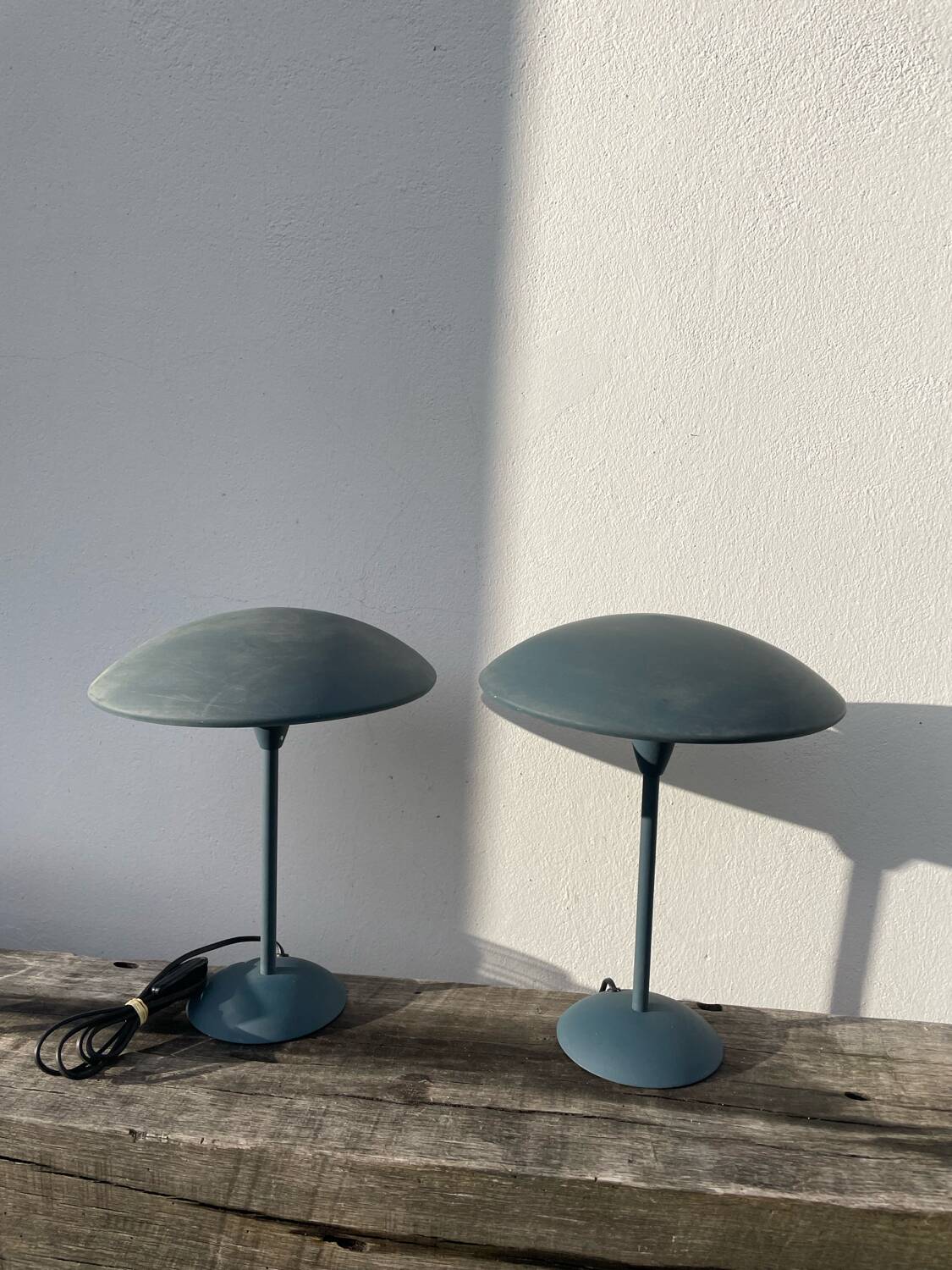 Pair of blue metal lamps Habitat, 1996