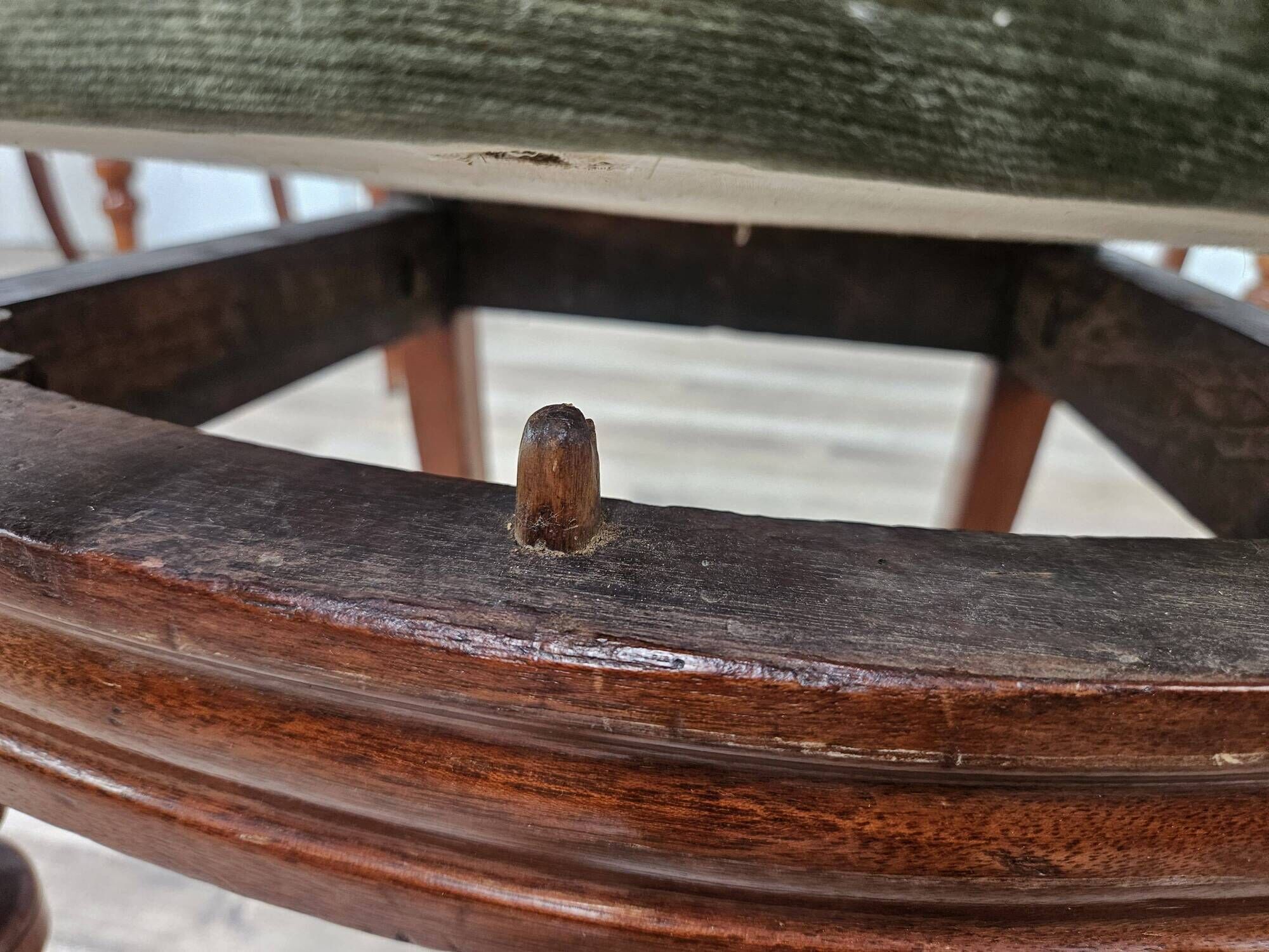 Four solid wood chairs with fabric seats, late 19th century