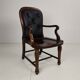 Victorian English Walnut & Leather Library Desk Chair