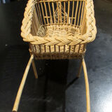 Fun wicker basket, late nineteenth, in the shape of a wheelbarrow.