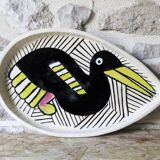 Ceramic dish with bird decoration Reine Steenbakkers