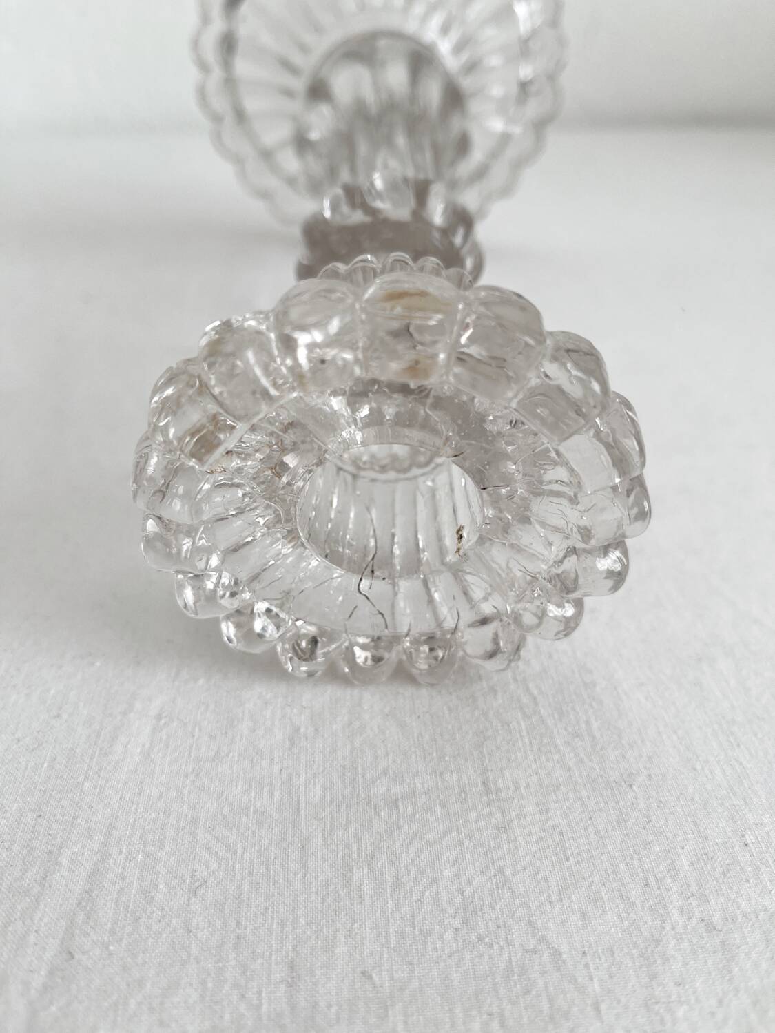 Antique baluster-shaped molded glass candlestick holder