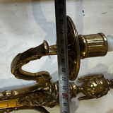 Brass wall sconce – goat head decoration – Louis XVI Empire style –