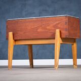 Teak and Beech Planter with Zinc Coating, Denmark, 1950s