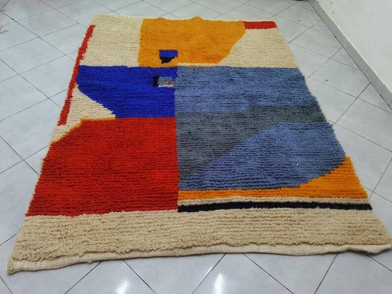 Tapis en laine pure fait main traditionnelle taille 150 x 250 cm