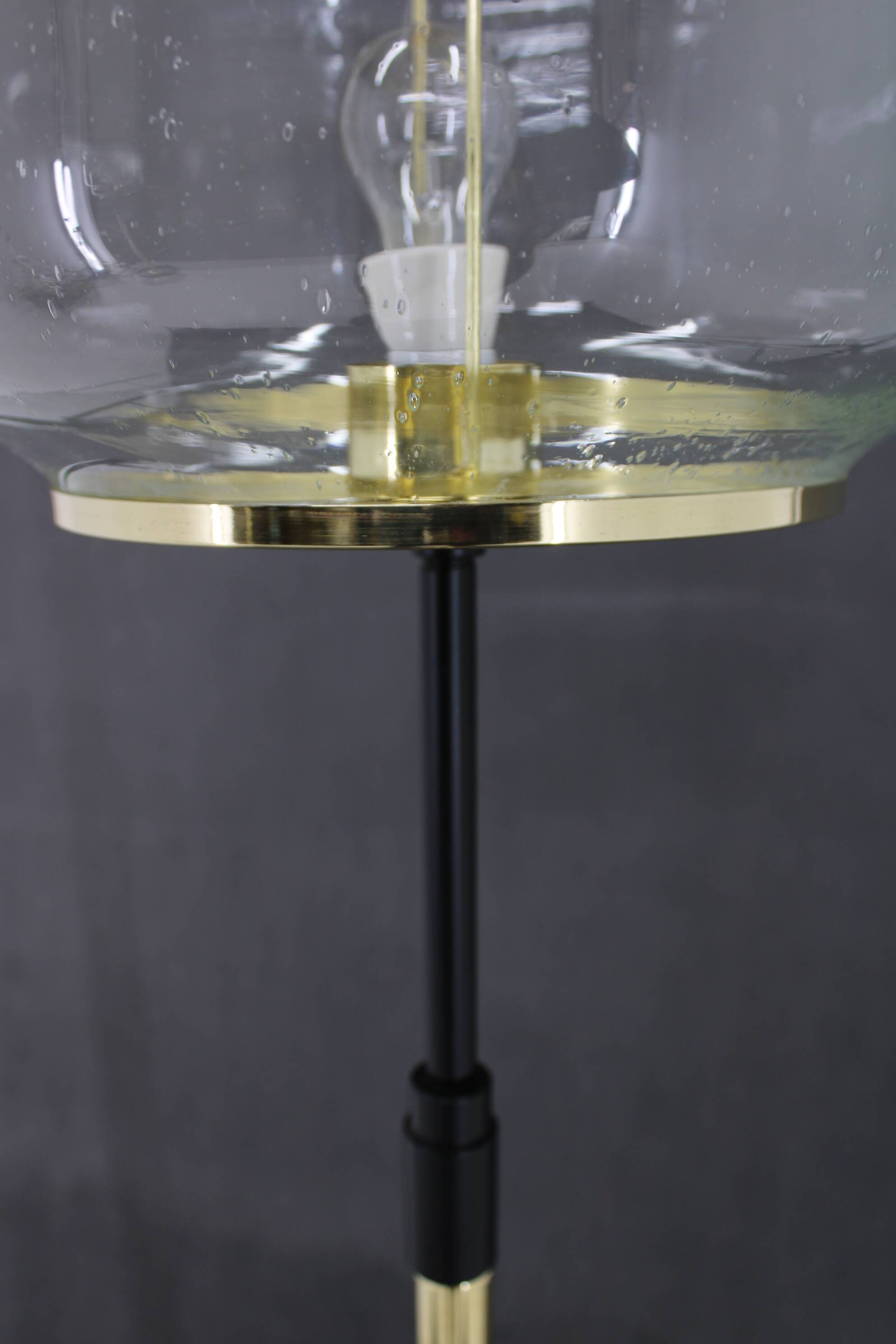 1970s Pair of Glass Brass Floor Lamps by Kamenicky Senov , Czechoslovakia