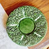 Set of 6 small cabbage barbotine plates