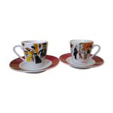 2 coffee cups with 2 porcelain saucers maxim's de paris