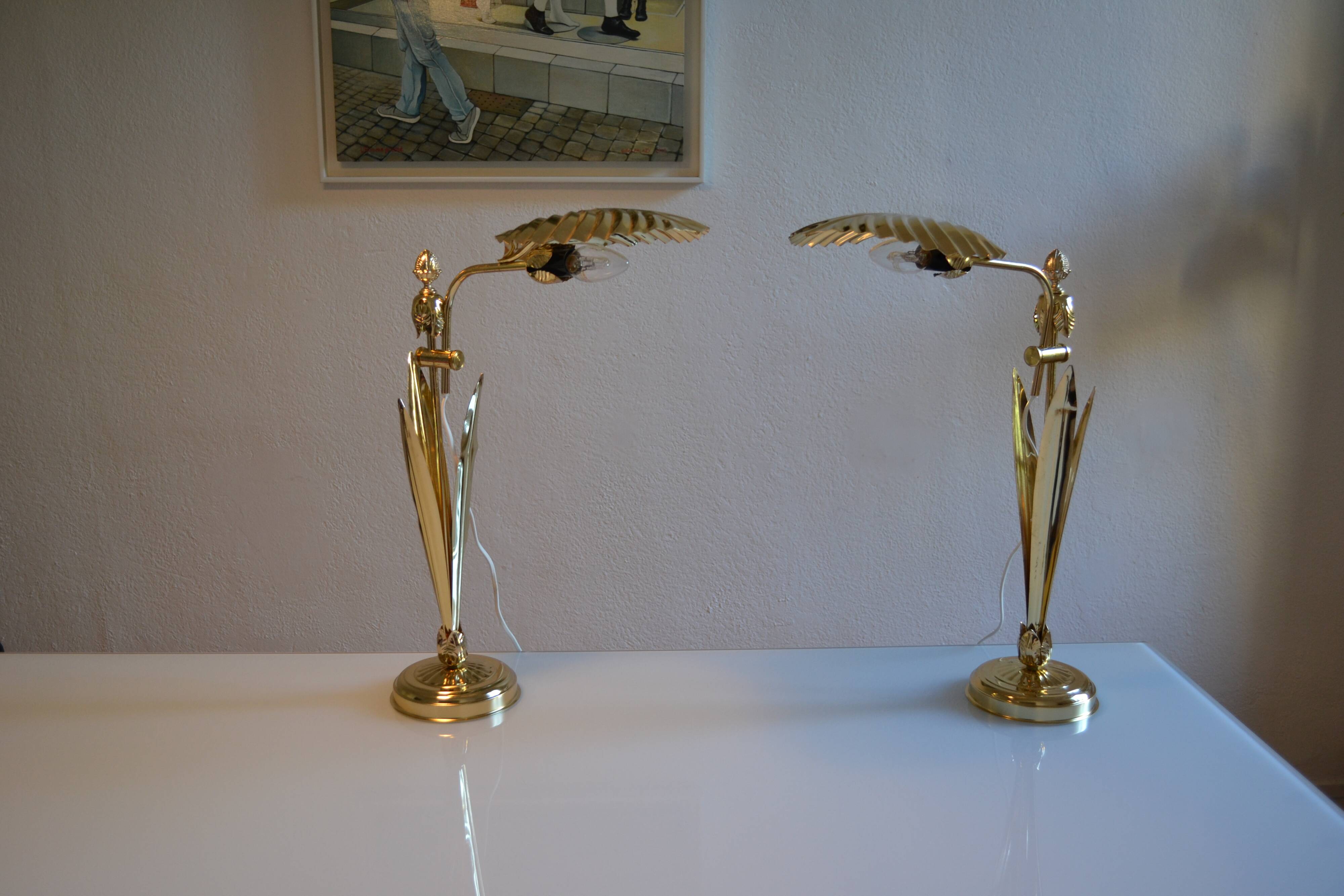 Pair of 1980s Hollywood Regency Gold Table Lamps