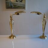 Pair of 1980s Hollywood Regency Gold Table Lamps