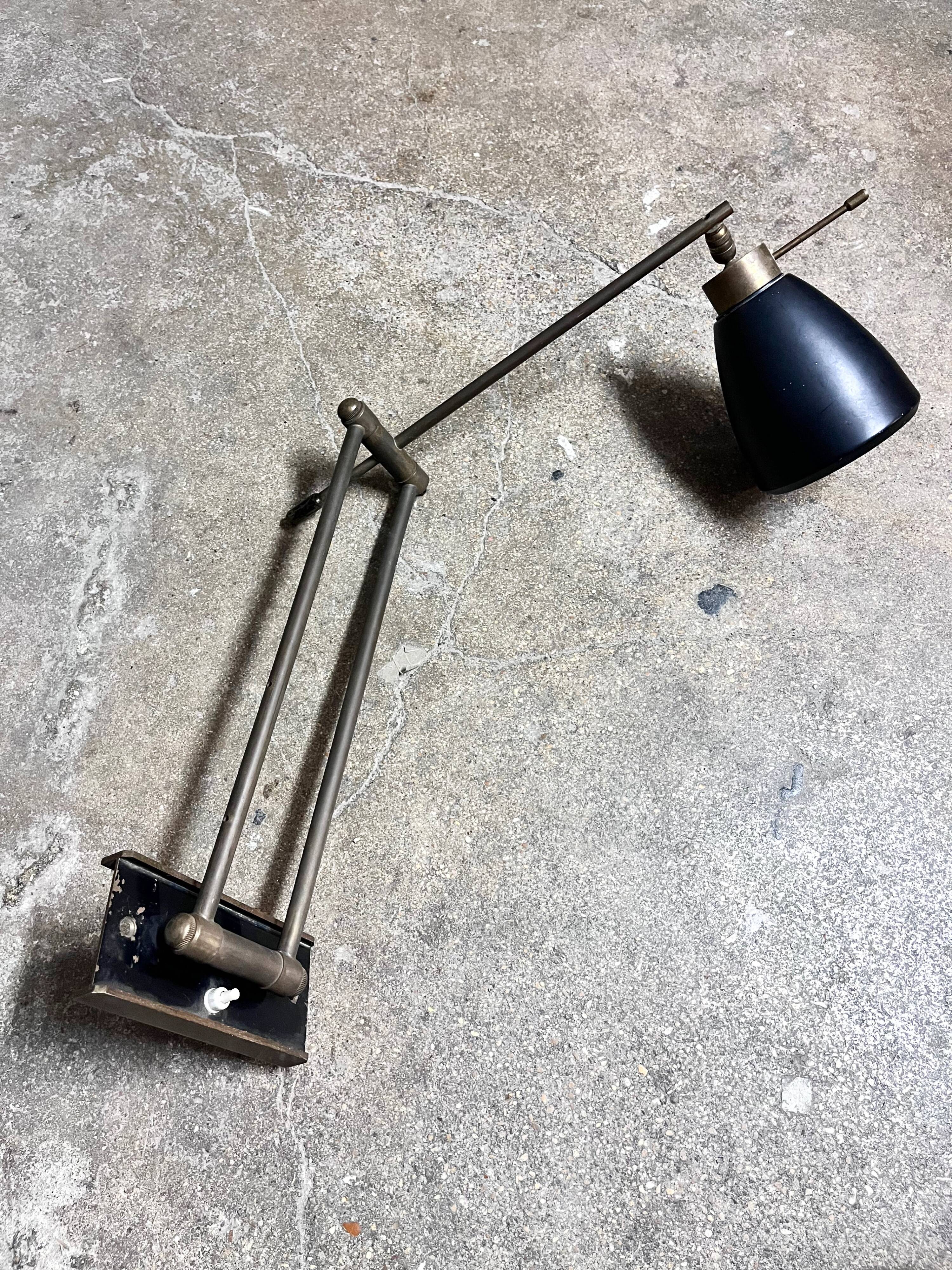 Brass arm wall lamp, 1950s