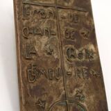 Modernist bronze wall religious plaque with saying, 1950s.