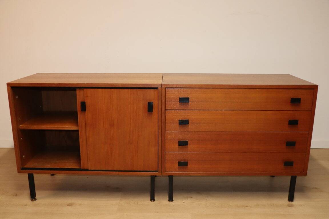Vintage sideboard in wood and metal, 1960s