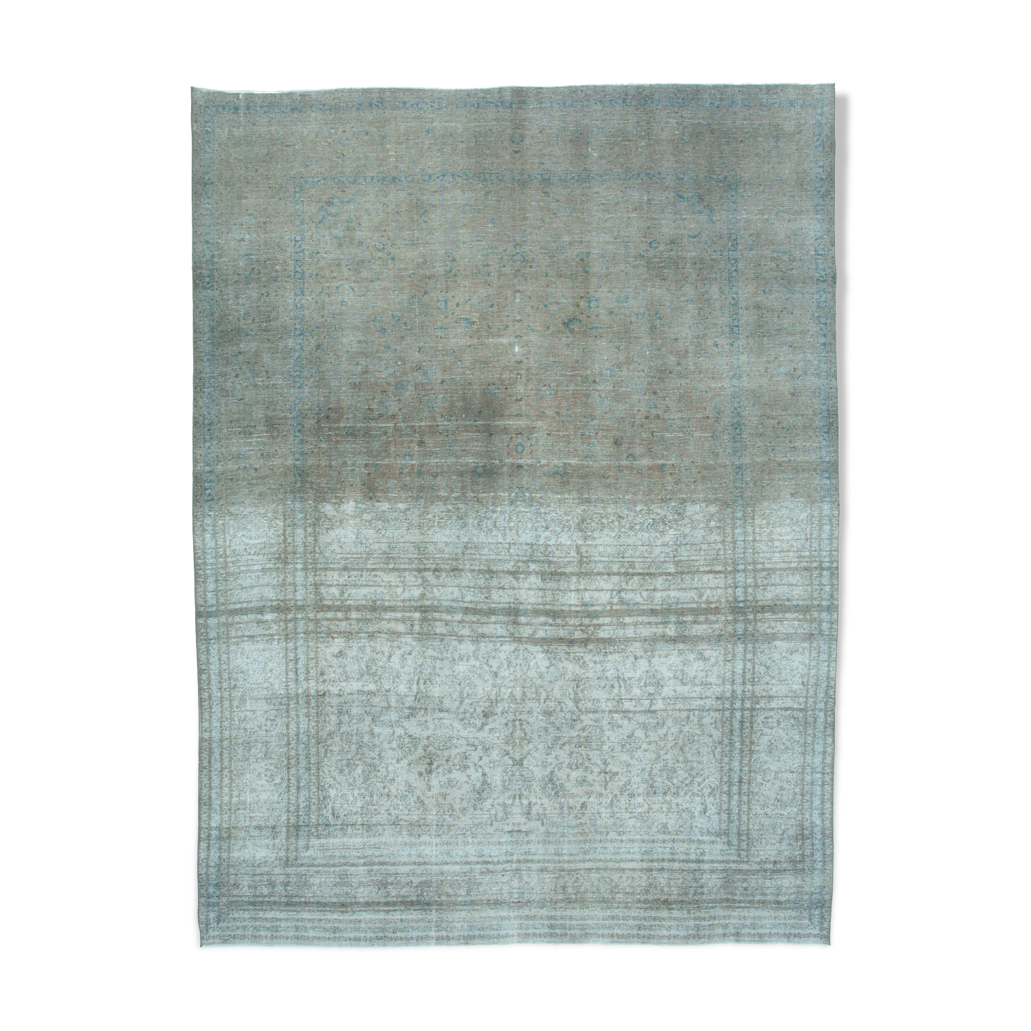 Handwoven persian overdyed 295 cm x 383 cm grey wool carpet