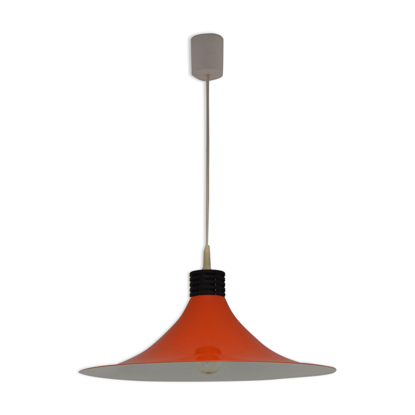 Mid-century Orange Lacquered Metal Pendant,circa 1980's.