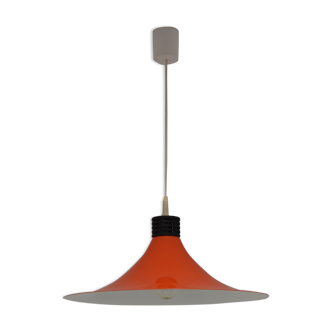 Mid-century Orange Lacquered Metal Pendant,circa 1980's.