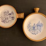 2 plats en grès, Poterie la Colombe, 1970