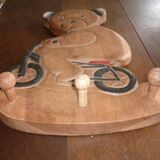 Vintage wooden bicycle bear coat rack