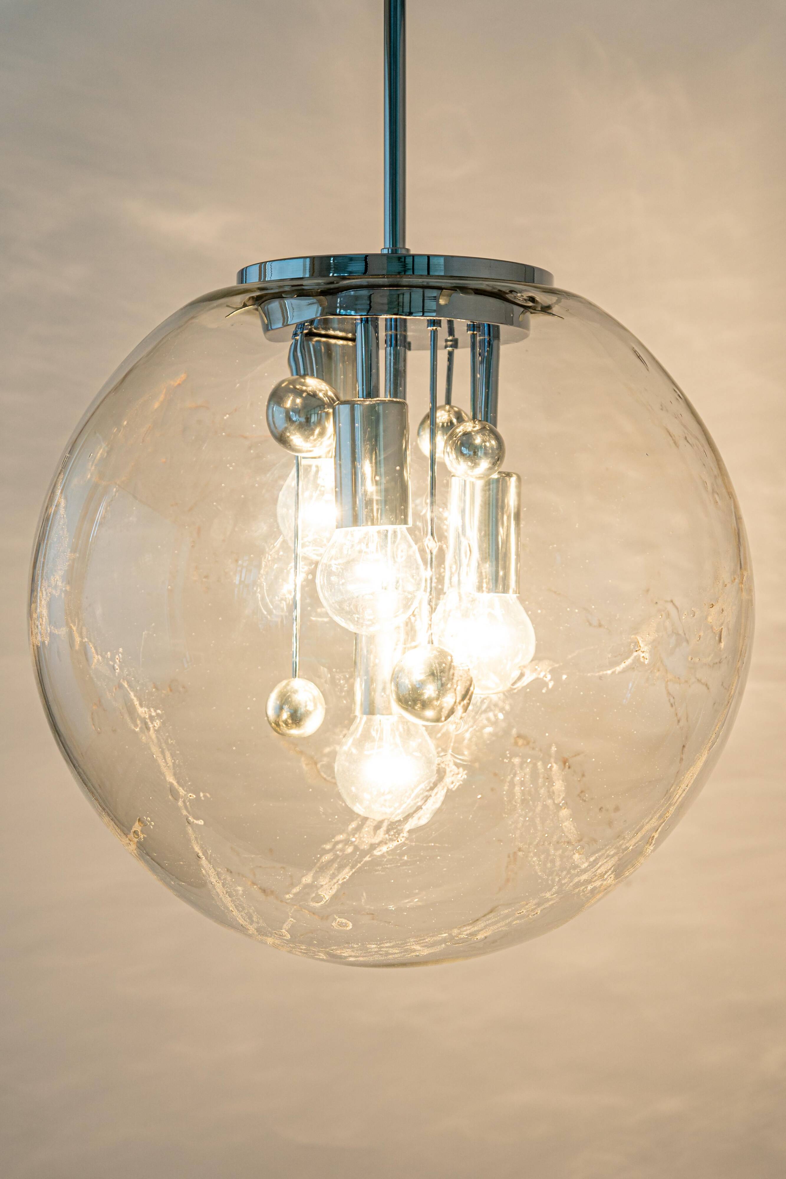 Large Sputnik ball pendant by Doria, Germany, 1970s.