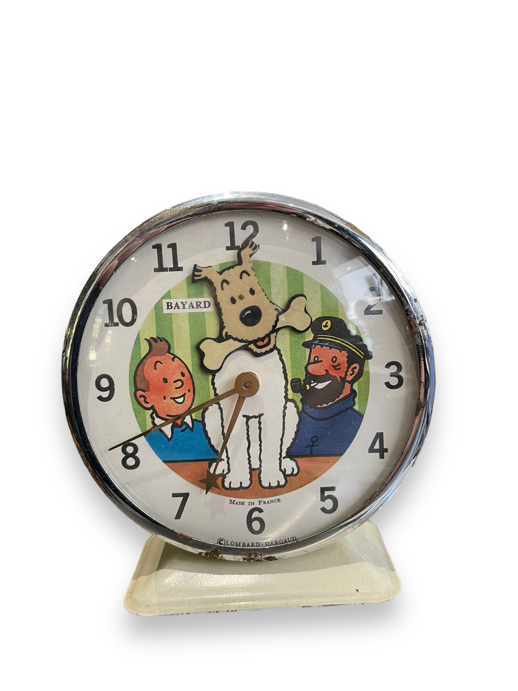 Tintin alarm clock bayard animated mechanical metal 1960s