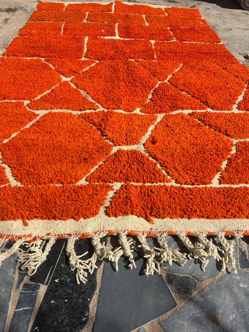 Tapis bérbere orange artisanal 200cmx300cm