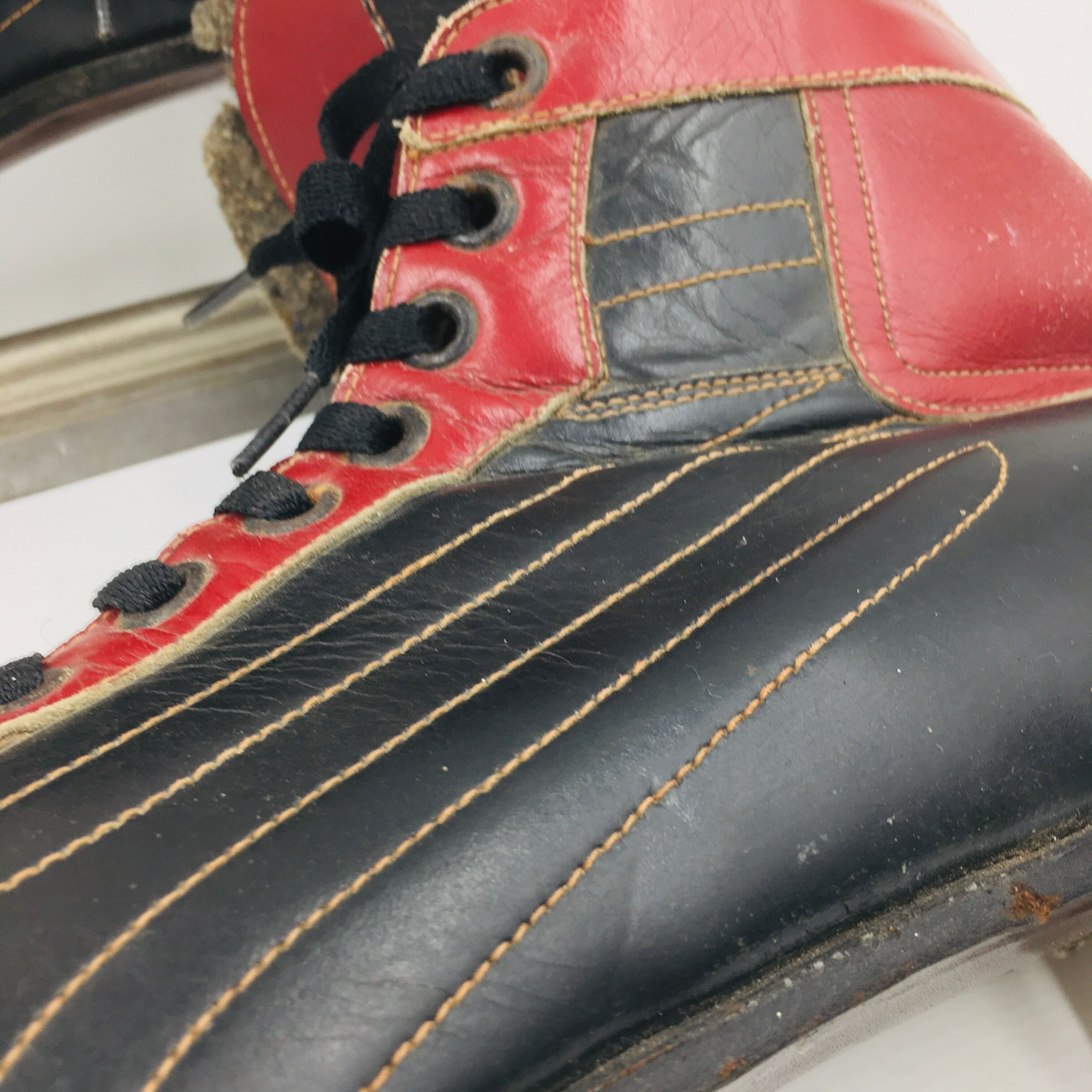 Pair of vintage leather ice skates