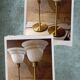 Duo lampes de chevet rétro chic métal doré, globes blancs drappés
