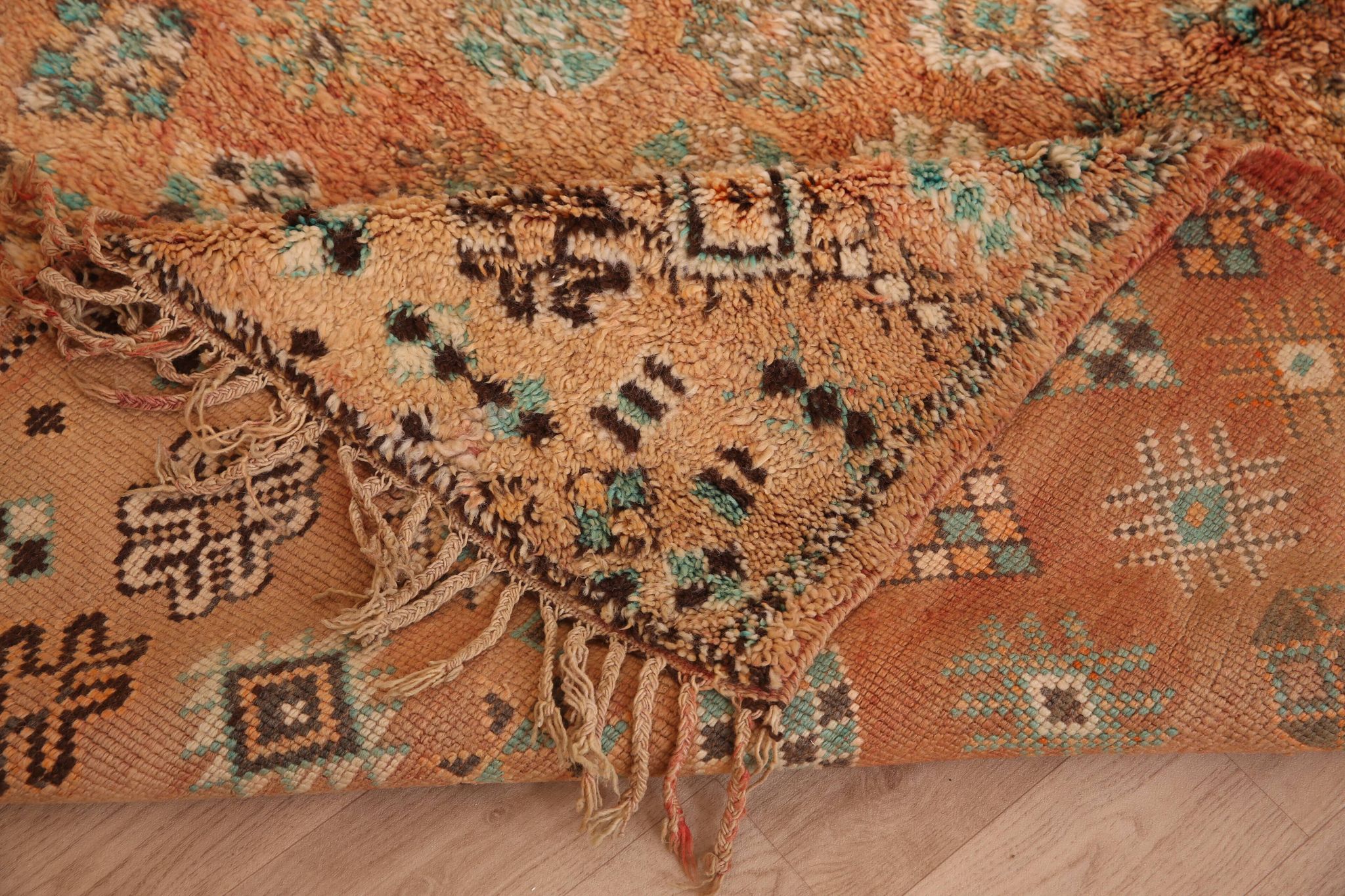 Peach Vintage Moroccan Rug 158 x 287 cm, Berber Wool Rug, Handmade Boho Rug