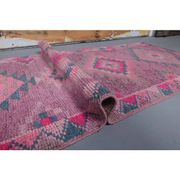 1970s Turkish handmade wool pink diamond runner 82x337