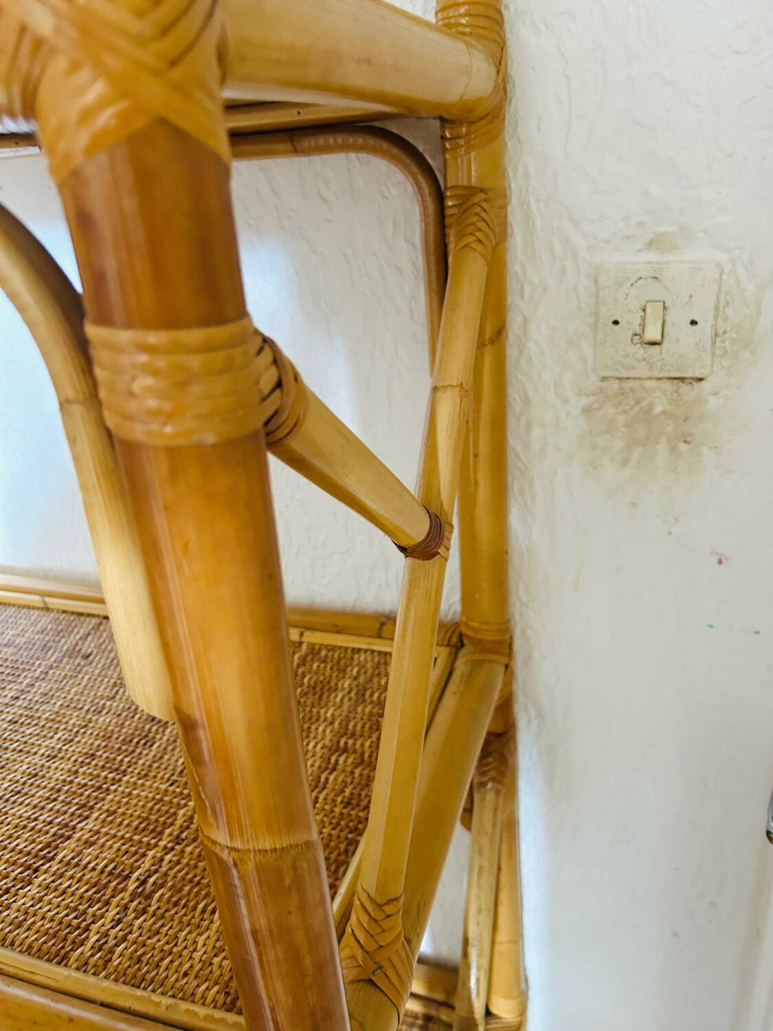 Vintage bamboo rattan shelf bookcase