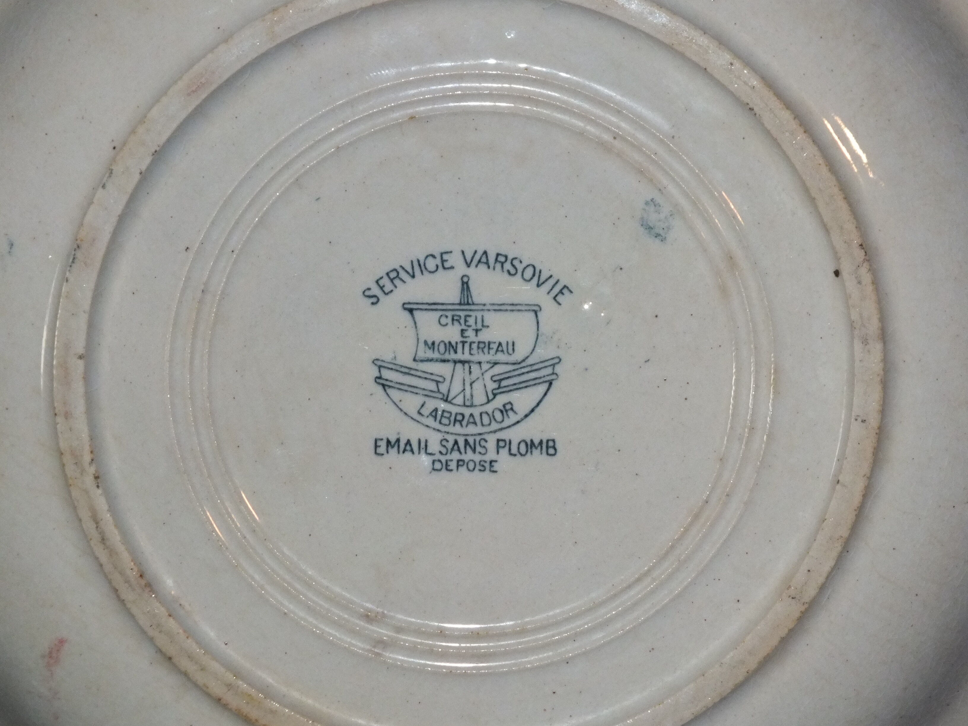 Set 4 Plates - Creil - Montereau Labrador service Warsaw