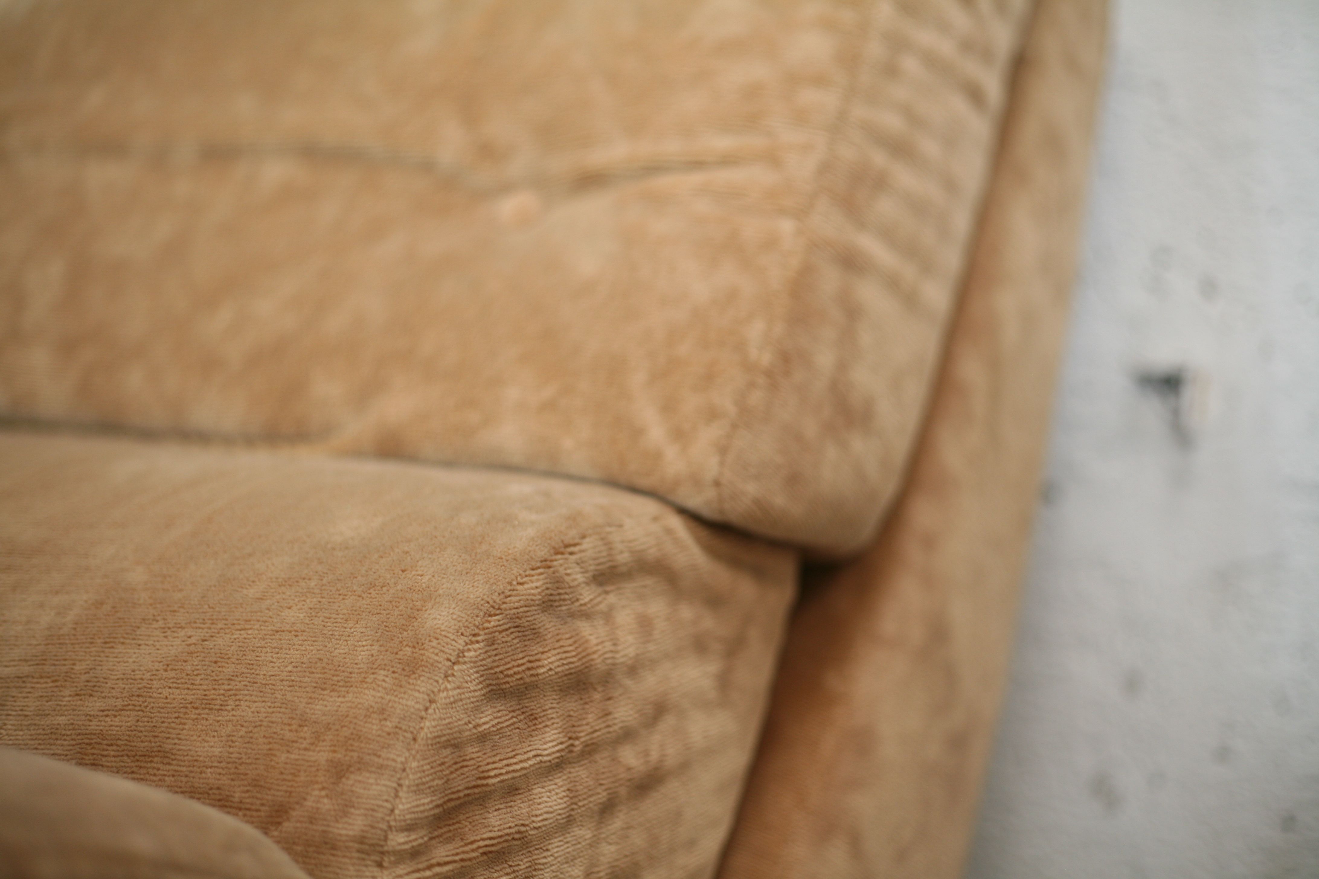 Pair of armchairs "Space Age", foam and velvet "honey", France, circa 1970