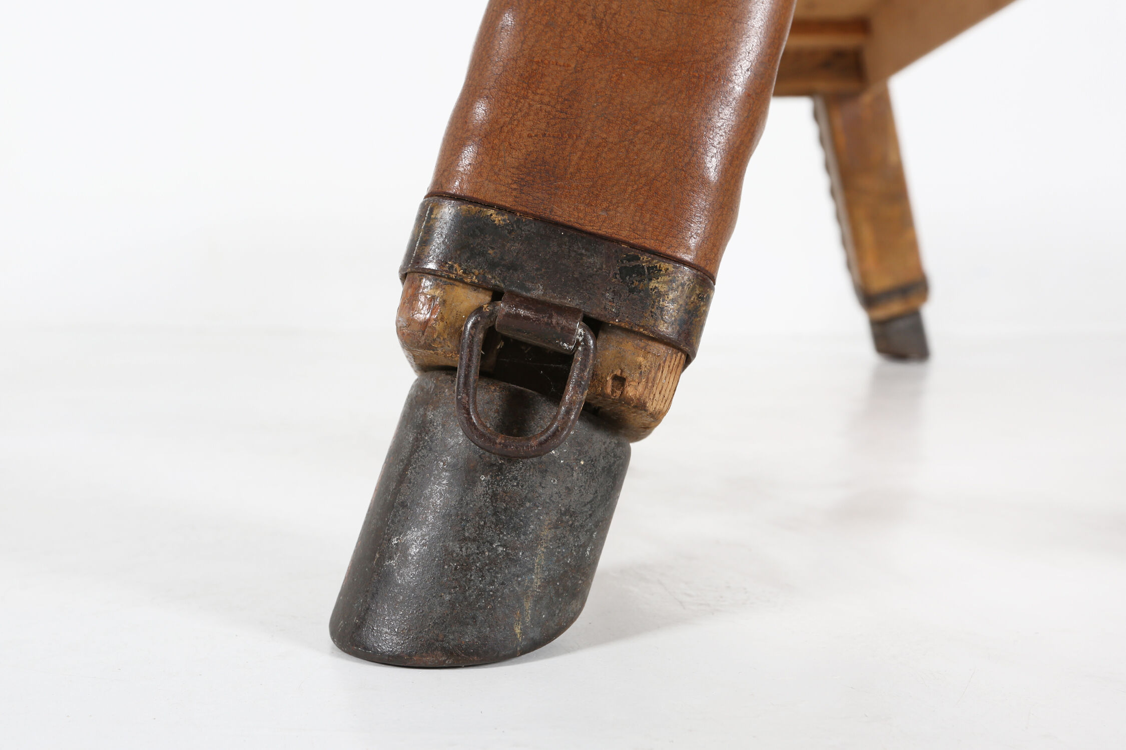 Industrial leather bench ca.1920