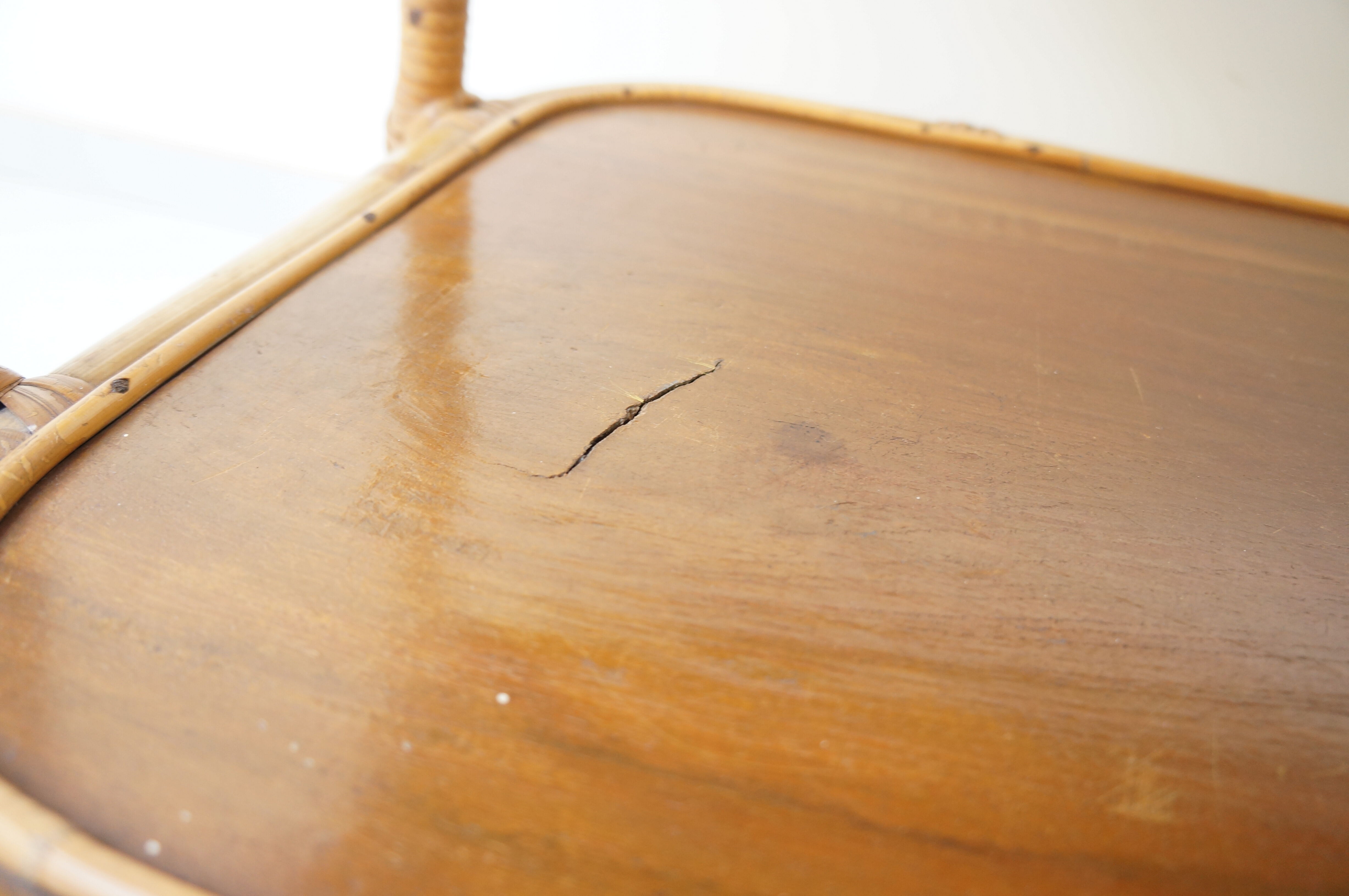 Vintage rattan bamboo serving tray 1960