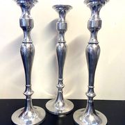 Set of Candle Holders Candelabra Torch Candle Holders Polished Brushed Aluminium